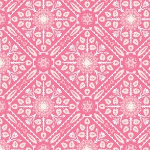 medieval floral damask with roses on pink | medium