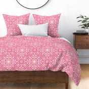 medieval floral damask with roses on pink | large