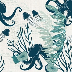 World Oceans Day Other Holidays Design Challenge - Sea Life on Woven Texture