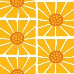 Floral Block Print - yellow - boho home decor - LAD23