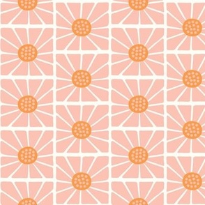(small scale) Floral Block Print - Pink/Orange - boho home decor - LAD23