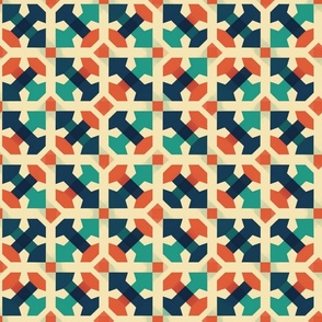 moroccan knotwork orange and navy geometric watercolor