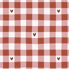 Gingham with Hearts | Valentine's Day Check in Cherry Purple