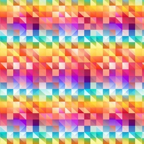 geometric stripes squares and triangles in groovy psychedelic rainbow