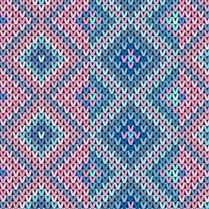 Vertical Fair Isle Stripe in Baby Pink and Blue