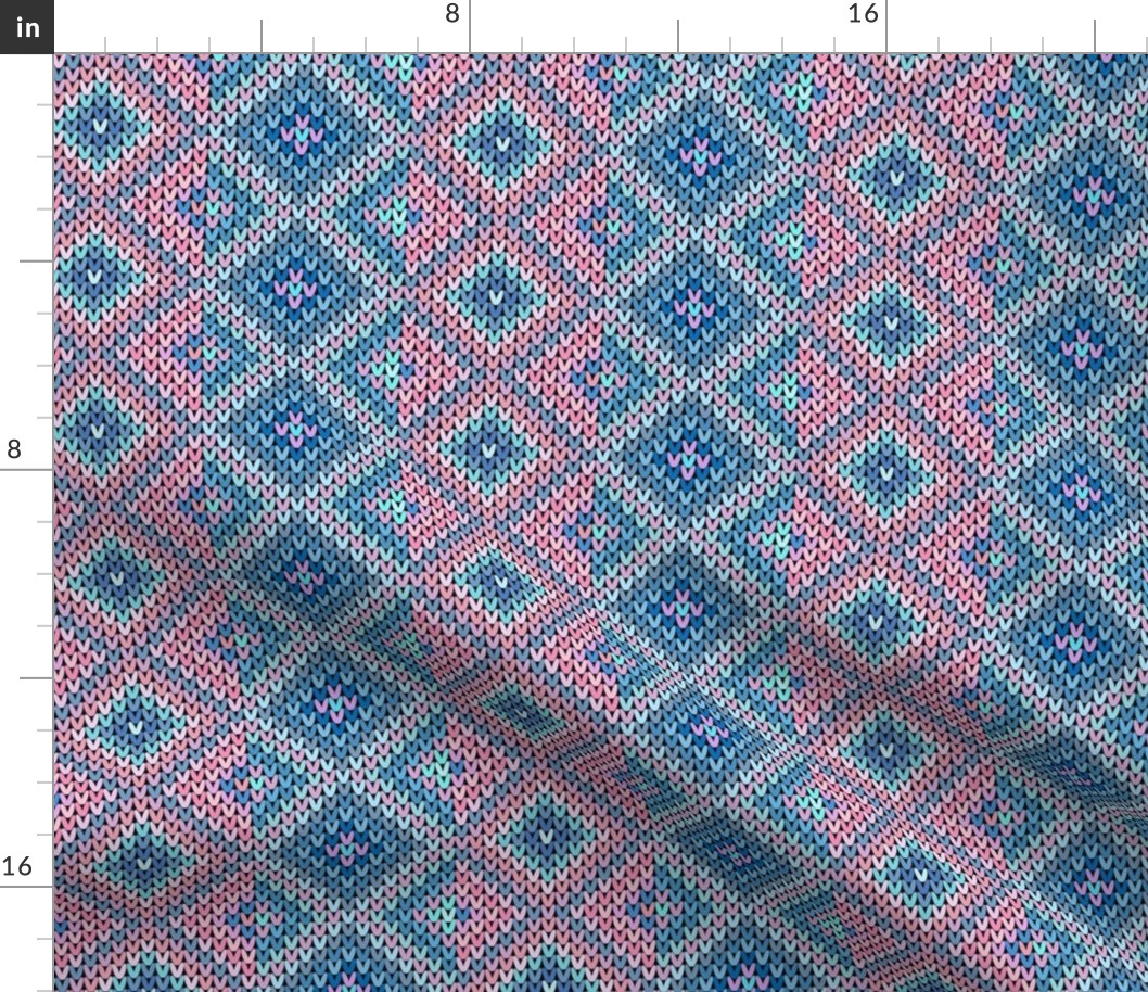 Vertical Fair Isle Stripe in Baby Pink and Blue