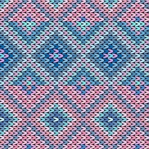 Horizontal Fair Isle Stripe in Baby Pink and Blue