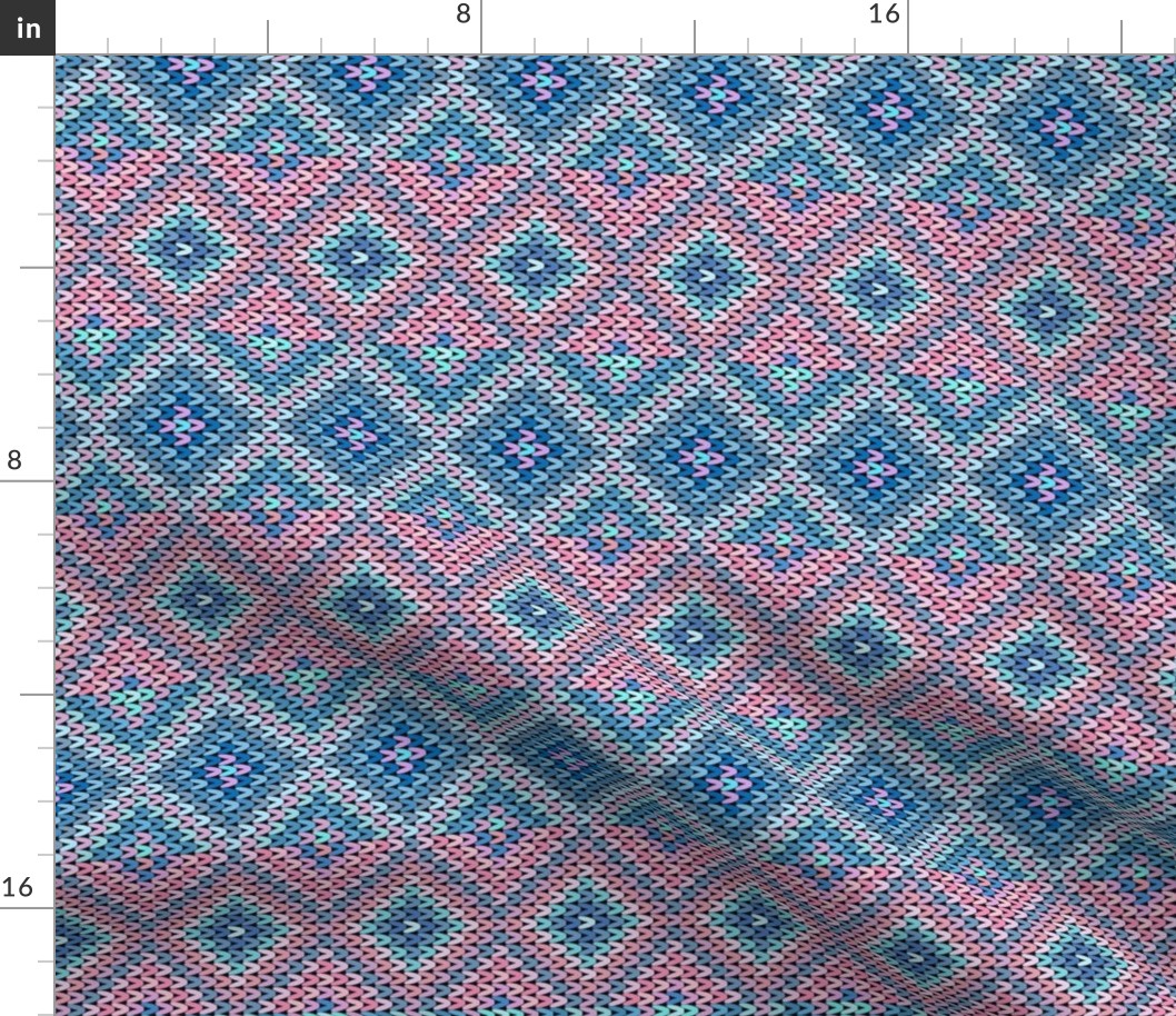 Horizontal Fair Isle Stripe in Baby Pink and Blue