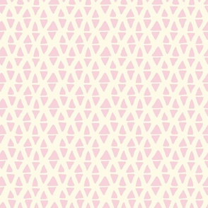 Boho Simple Abstract Geometric Diamond Triangle Pattern Pastel Pink on Cream