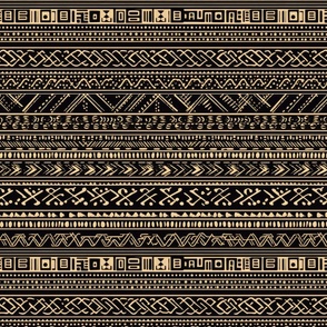Tribal Mudcloth Boho Ethnic Print in Black and Cream