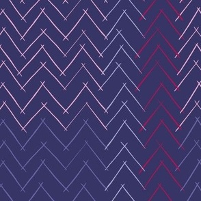 Herringbone chic, zig zag shaped pattern in pinks, purples, and yelow “River sticks”