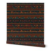 Tribal Mudcloth Boho Ethnic Print in Brown, Teal, Burgundy and Orange