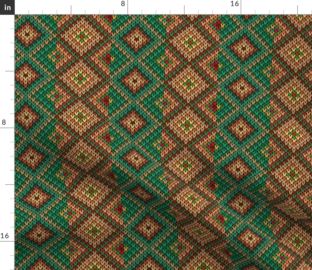 Vertical Fair Isle Stripe in Greens and Browns