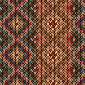 Vertical Fair Isle Stripe in Beige and Dark Teal