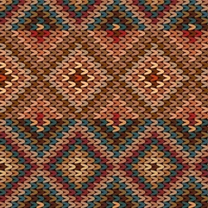 Horizontal Fair Isle Stripe in Beige and Dark Teal