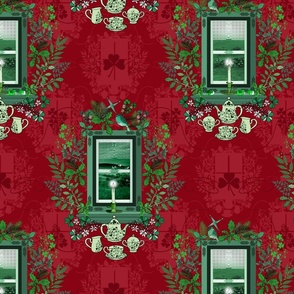 An Irish Christmas Toile (Holly Berry Red)  