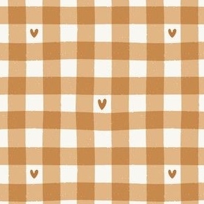 Gingham with Hearts | Valentine's Day Check in Muted Ochre