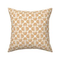 Geometric Block Printed Floral Harmony in Muted Ochre