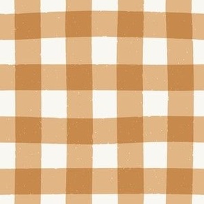 Gingham Check in Muted Ochre with Texture
