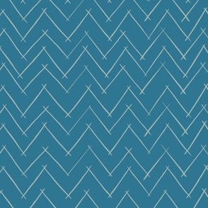 Chevron pattern, herringbone style in  green blue and grey  “River Sticks”