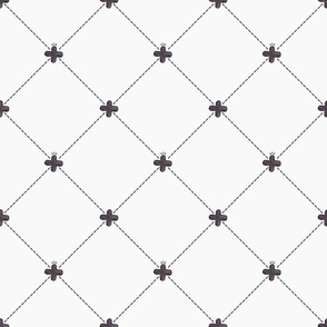 6in Diamond Mosaic Tile with Accent Cross on Off-White
