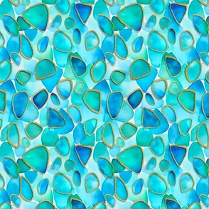 Sea Glass Glamour Watercolor Turquoise Medium Scale