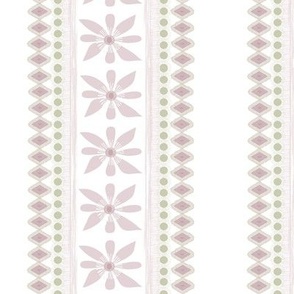 French farmhouse floral modern stripe pink green white 