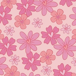 Pink Retro Valentines Day Floral