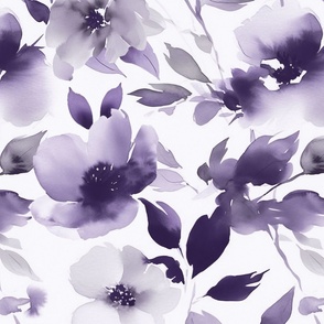 Imaginative Abstract Watercolor Floral Pattern In Pastel Purple ii