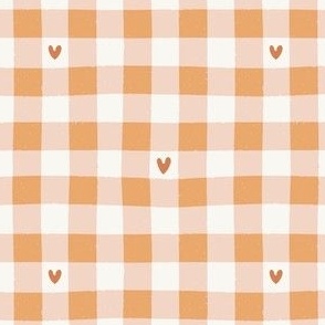 Gingham with Hearts | Valentine's Day Check in Peachy Pink