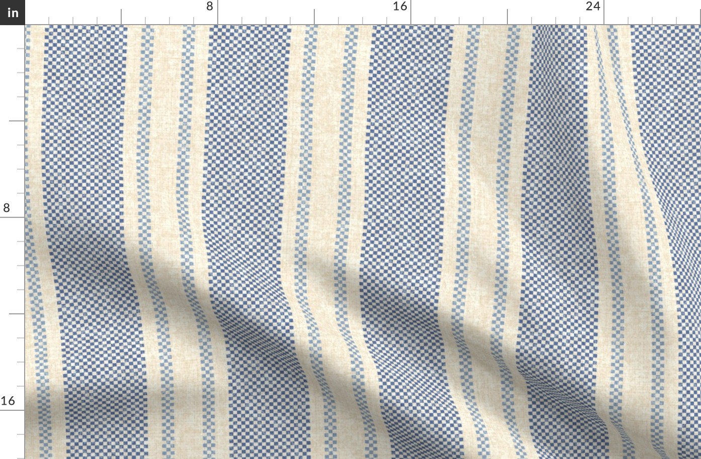 Woven Ticking Stripe Blue Grey