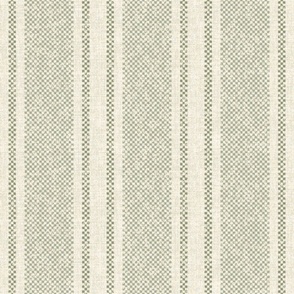 Woven Ticking Stripe Sage Green Ecru