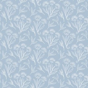 Painterly Vintage Floral | SM Scale | Powder Blue, White