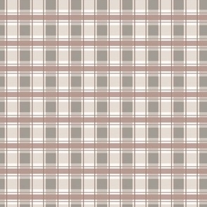EXTRA SMALL 2 X 2 Clay Plaid Buffalo Check Pink and Grey Neutral Plaid