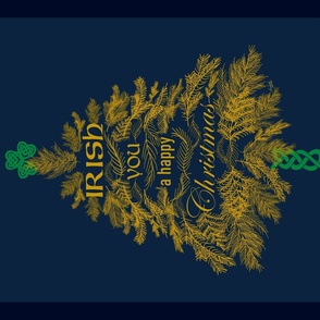 Irish You a Happy Christmas (Gold and Green on Navy Blue) 