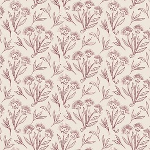 Painterly Vintage Floral | SM Scale | Ivory, Burgundy Red
