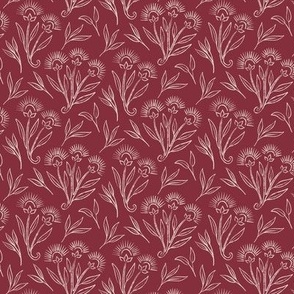 Painterly Vintage Floral | SM Scale | Burgundy Red, Ivory