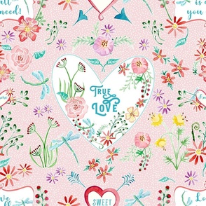 True Love Valentine's Day Floral in Pink 18" by Audrey Jeanne