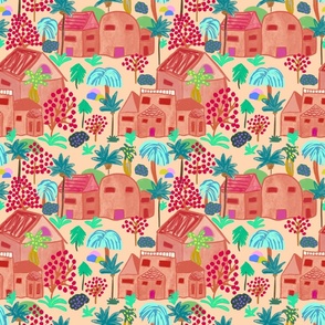 Tropical Hideaway on Peach Background