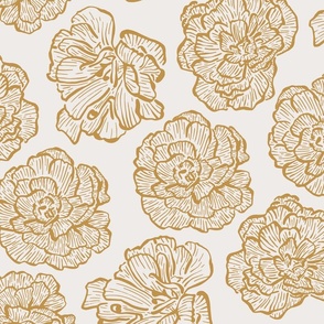 vintage flowers linework gold