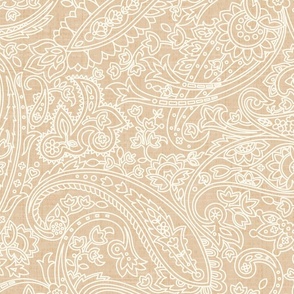 Paisley Ochre Ecru Canvas Texture