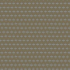 Dashes and Dots - Hand Drawn Division Sign Pattern - Light Blue on Olive Green