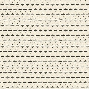 Dashes and Dots - Hand Drawn Division Sign Pattern - Black and White - Charcoal on Cream White Background