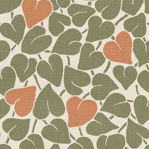 Heart Vine - Moss Green and Copper - Large