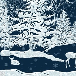 Winter Woodland Midnight Dark Large