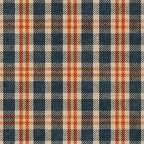 North Country Plaid - jumbo - denim, canvas, and tomato 