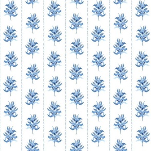 small - Dancing Buddleia - Butterfly Bush with vertical pin stripes - Grandmillenial - monochrome blue