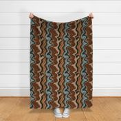 forestwood swirl: modern abstract, earth tones, brown, forest green, teal, waves