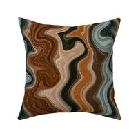 forestwood swirl: modern abstract, earth tones, brown, forest green, teal, waves