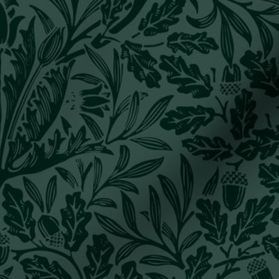 william morris acorns and oak leaves: forestwood teal // arts and crafts, tapestry, damask, trellis